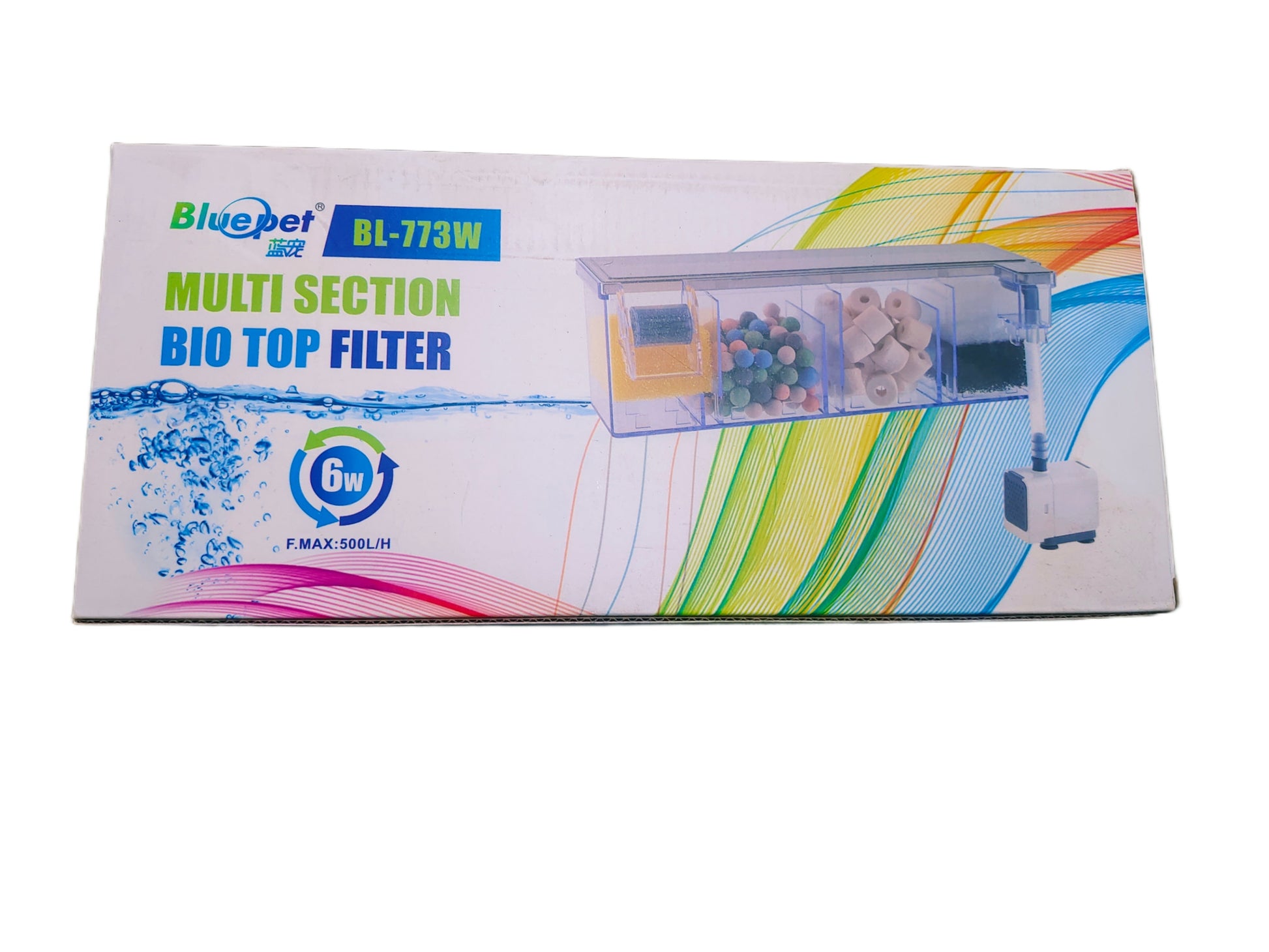 Bluepet Multi-Section Bio Top Filter packaging on a white background