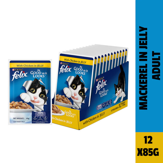 Purina Felix Chicken with Jelly Adult Cat Wet Food 12 pouch jyoti aquarium pets