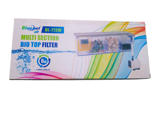 Bluepet Multi-Section Bio Top Filter packaging on a white background