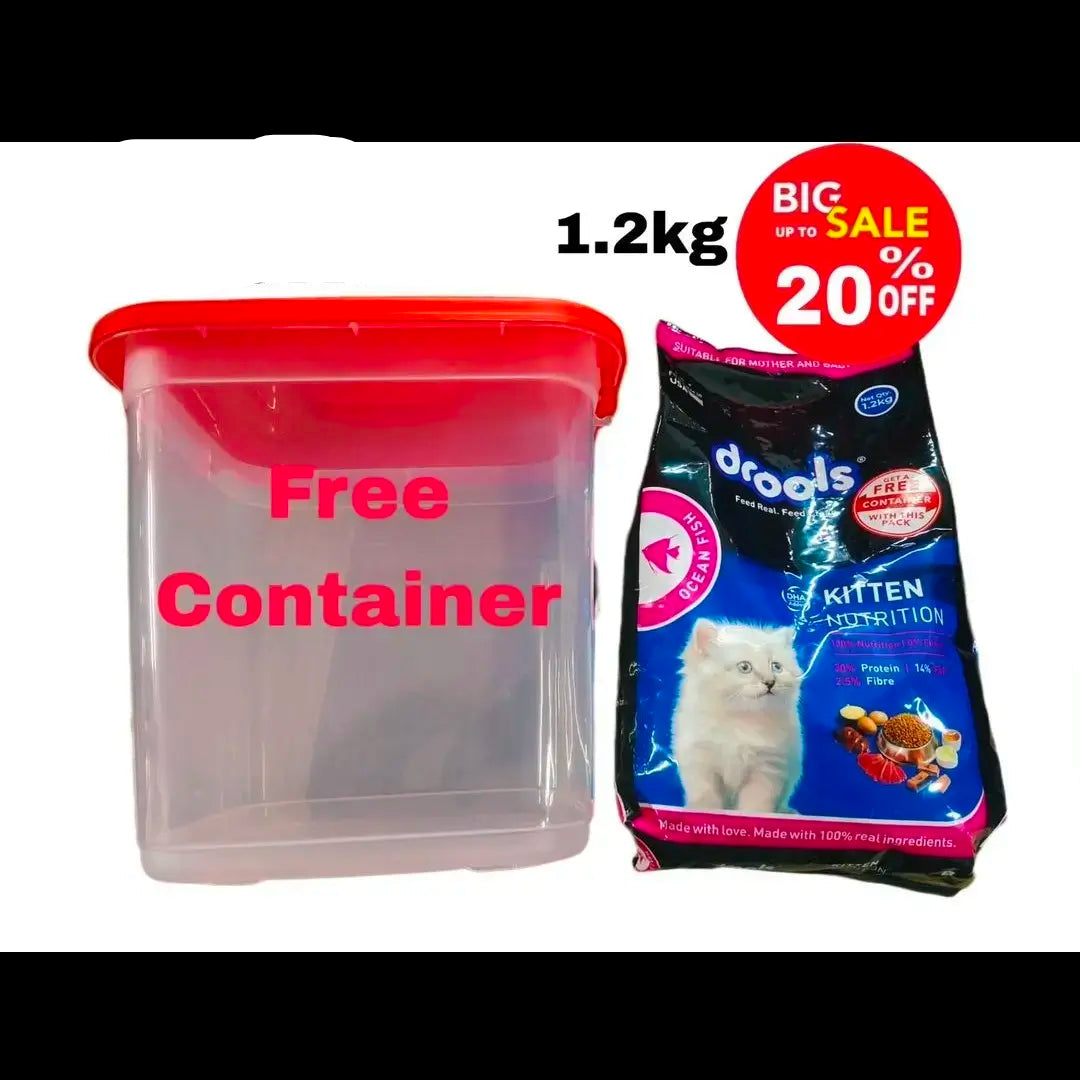 Drools kitten cat food 1.2kg with free container jyoti aquarium pets