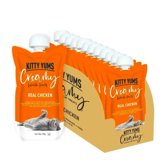 Kitty Yums Creamy treats Real Chicken 12X80g jyoti aquarium pets