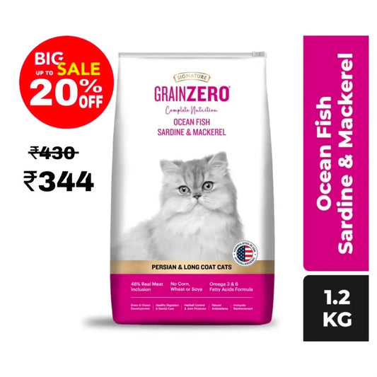 Grain Zero Signature Persian long Coat Ocean Fish Sardine and Mackerel Cats 1.2kg jyoti aquarium pets