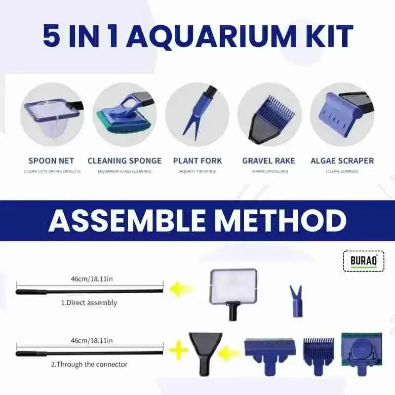 5 in 1 aquarium cleaning set | aquarium glass cleaner jyoti aquarium pets