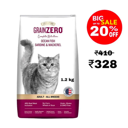 Grain Zero Signature Adult Ocean Fish Sardine and Mackerel Dry Cat Food 1.2kg jyoti aquarium pets
